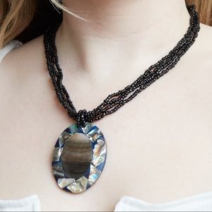 2 for $6 Black Beaded Statement Necklace